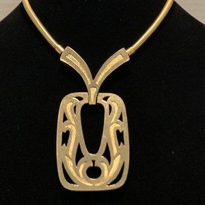 Monet Vintage Snake Chain Door Knocker Gold Plated Necklace Choker